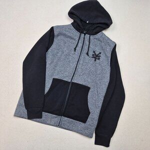 Zoo York Unbreakable Men's Lone Sleeve Full Zip Lined Hoodie Gray/Black Sz M